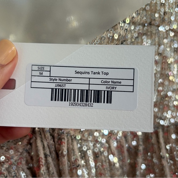 Endless Rose Cream Sequins Tank Top, SZ M NWT - Picture 10 of 13